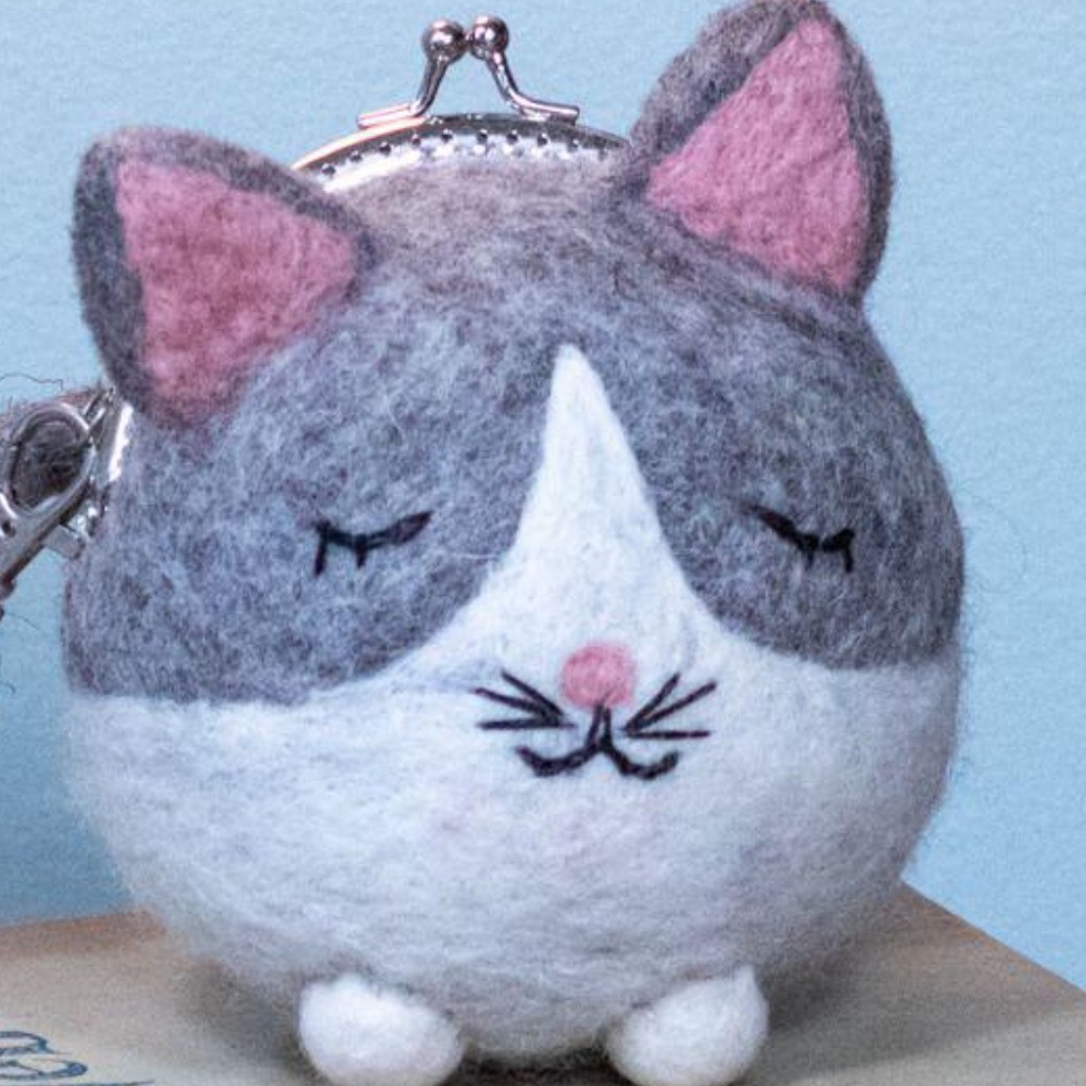 Cute Kitten Felt Coin Purse